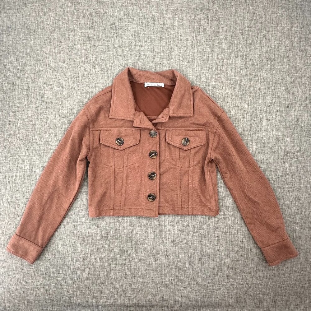 NEW! Girls Kids Knit Works Button Jacket Brown/Tan S7/8 Collared Long Sleeve - Picture 1 of 10